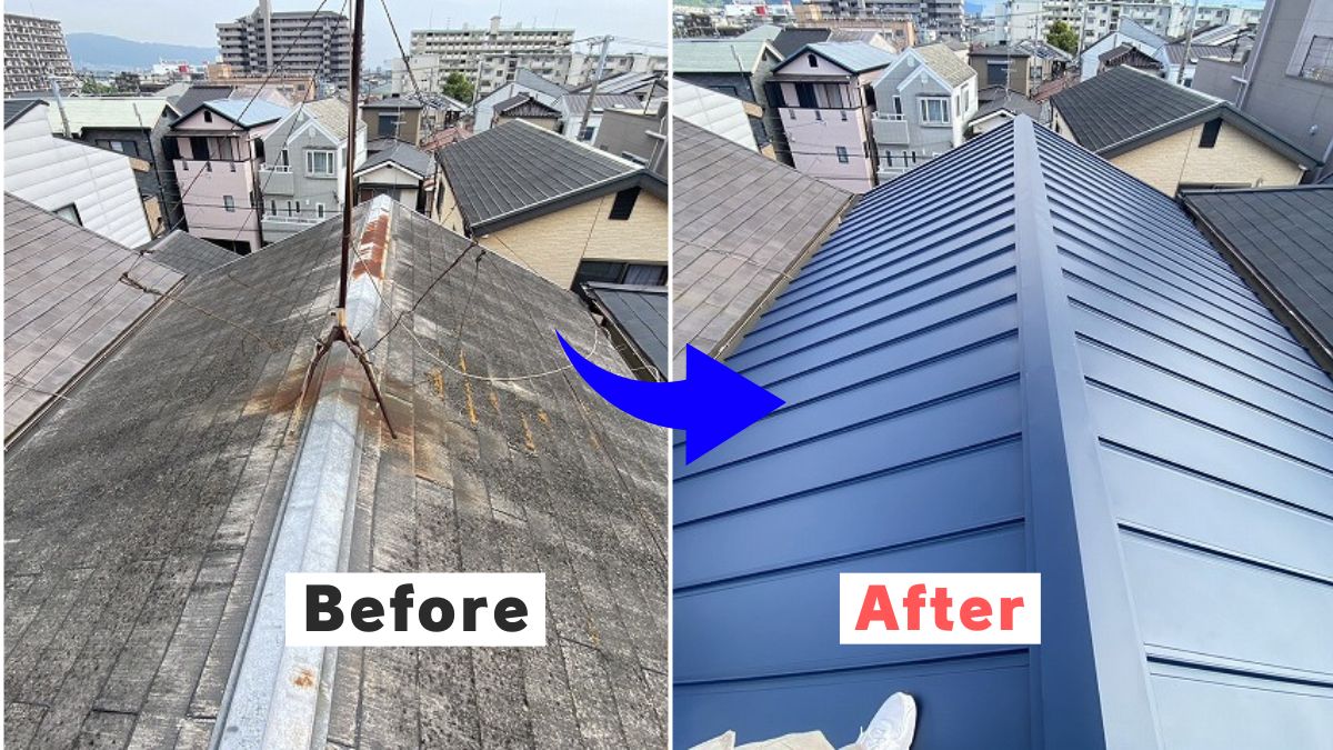 GL鋼板で屋根カバー工事